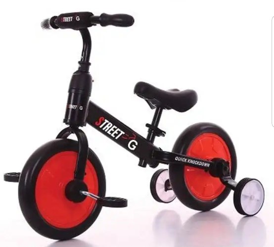 אופני איזון 2 ב-1 עם פדלים וגלגלי עזר נשלפים