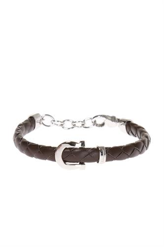Salvatore Ferragamo  925 silver and leather bracelet