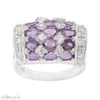 טבעת מכסף משובצת אבני אמטיסט ואבני זרקון  RG6251 | תכשיטי כסף 925 | טבעות כסף