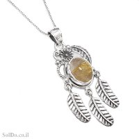 תליון מכסף מעוצב משובץ אבן טורמלין קוורץ T6230 | תכשיטי כסף