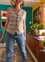 ווסט משבצות צמר L/XL