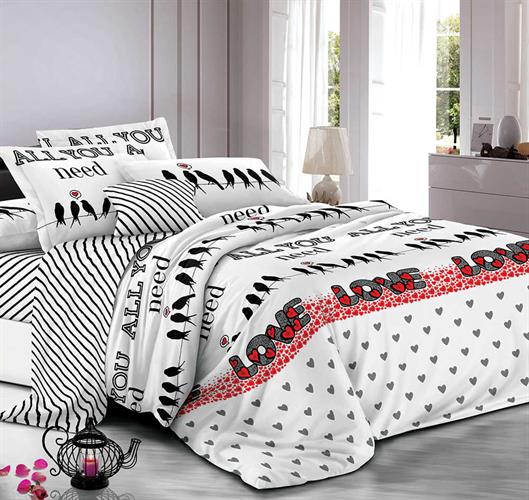 סט מצעים זוגי רומנטקס 100% כותנה פרקל -  6001