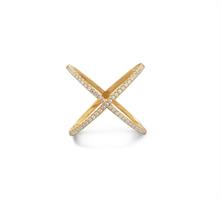 טבעת זהב איקס עם זרקונים מהממת