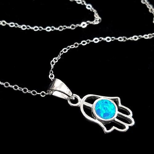 שרשרת כסף חמסה משובצת אופאל T8035