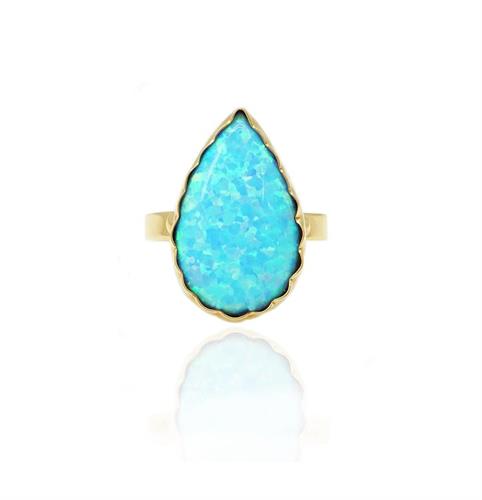 טבעת זהב אופל טיפה מרשימה וגדולה