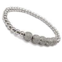 צמיד כסף כדורים משובץ אבני זרקון  Z2958 | תכשיטי כסף 925 | צמידי כסף