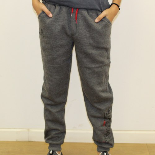 מכנס פוטר הדפס רגל 38 אפור כהה