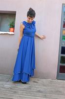 שמלת ערב סבנטיז מקסי כחול רויאל מידה M