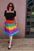 שמלת משי אדומה פלאית מידה L