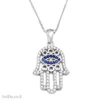 תליון חמסה מכסף משובץ אבני זרקון T6099