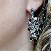 עגילים ותליון כסף משובצים מרקזטים ואבני אוניקס S1481 | תכשיטי כסף 925 | עגילי כסף | שרשרת כסף