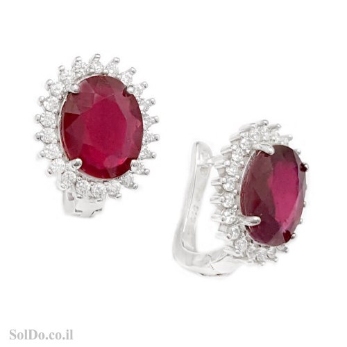 עגילים מכסף משובצים אבני רובי ואבני זרקון A1713 | תכשיטי כסף