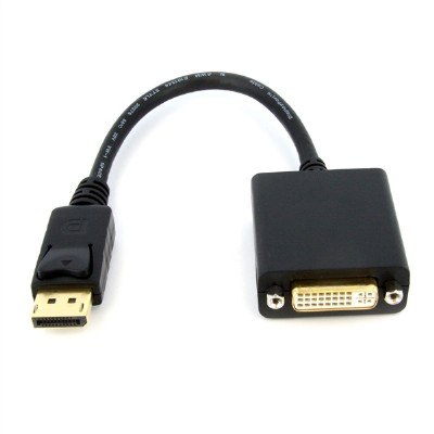 כבל מתאם DisplayPort זכר לחיבור DVI לנקבה באורך 20 ס"מ