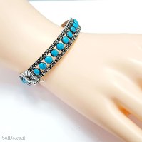 צמיד מכסף לאישה משובץ מרקזטים  וטורקיז  Z3169 | תכשיטי כסף 925 | צמידי כסף