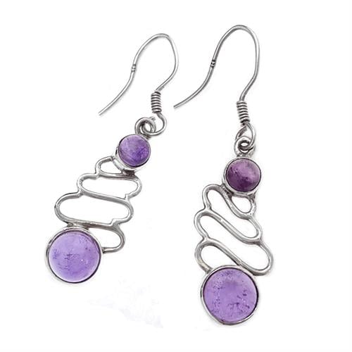 עגילי כסף תלויים משובצים אבני אמטיסט סגול A5628 | תכשיטי כסף | עגילי כסף