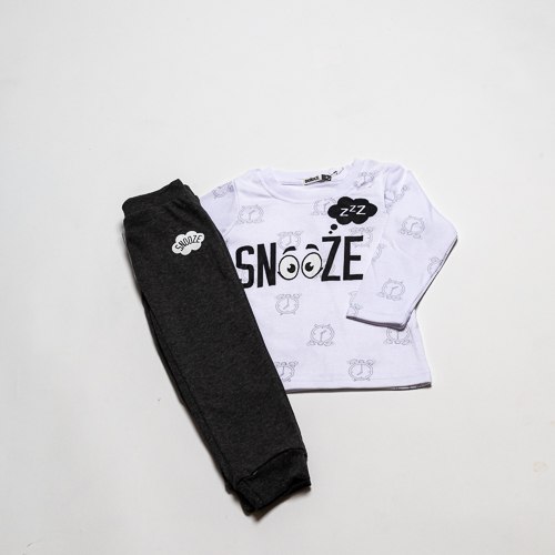 פיג'מת בנים אינטרלוק שעון לבנה