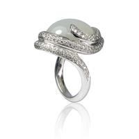 טבעת זהב 14K משובצת אבן מונסטון ויהלומים 1.30 קראט