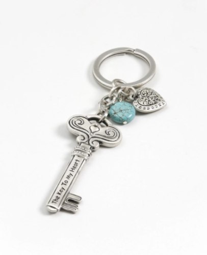 מחזיק מפתחות DANON - מפתח ללב (טורקיז)