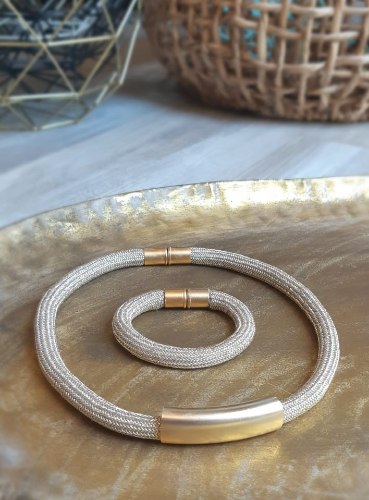 סט שרשרת וצמיד גלאם צינור