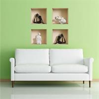 רביעיית פסלים שחור לבן