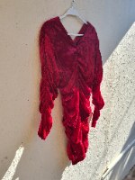 שמלת קטיפה מיני אדומה XS/S