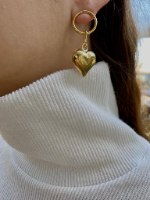 של עגילי לב רטרו ענק זהב