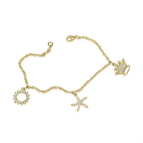 צמיד זהב עם צ'ארמס נופלים