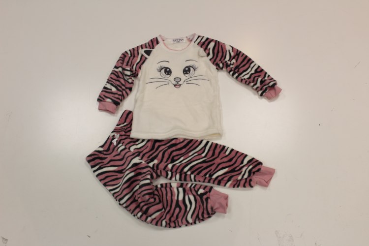 פיג'מה בנות פליז קטיפה לבן