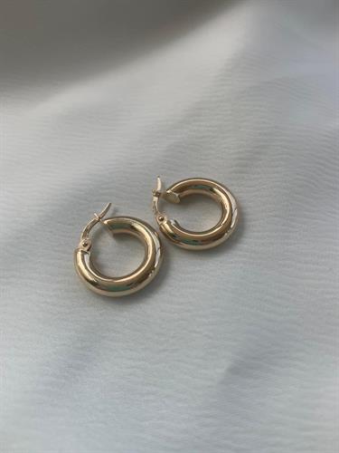 עגילי חישוק עבה זהב 14K קטן