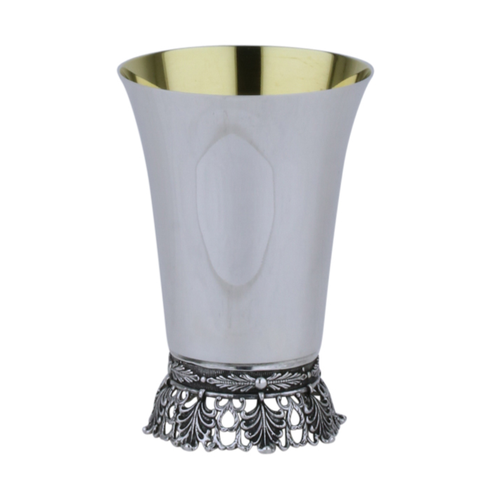 כוס קידוש כסף טהור דגם קונוס מלכותי זהב / כסף