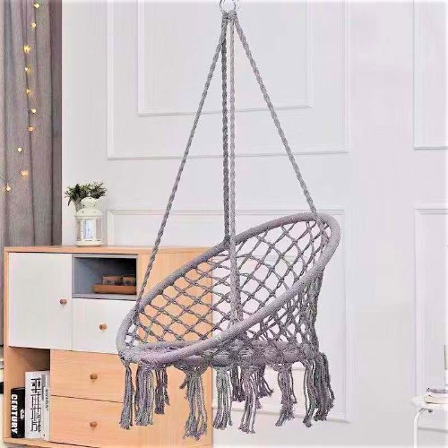 ערסל מקרמה עבודת יד - אפור בהיר