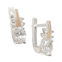 עגילי כסף מצופים זהב 9K משובצים אבני זרקון A8567 | תכשיטי כסף 925