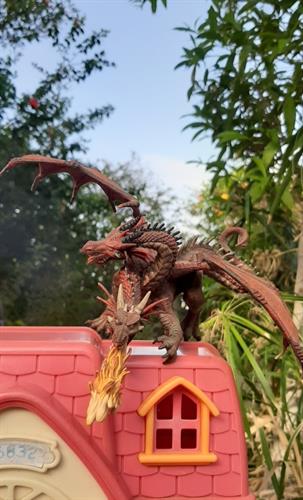 דגם למשחק וקישוט של דרקון דו ראשי מבית פאפו, 2005. גדול ומרשים ובמצב מעולה