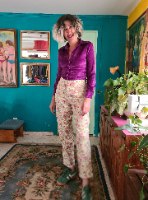 חולצת קטיפה סגולה מכופתרת מידה S