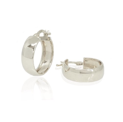 עגיל חישוק רחבים מזהב לבן 2.5 ס"מ