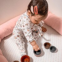 לולי שבלולי ורוד עתיק - נחשוש מכותנה אורגנית- 2 מטר- עם חוטים מיועדים לקשירה למיטה