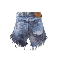 שורט ג׳ינס שחור עם טאי דאי ופרנזים - VIEW - מידות 2-16