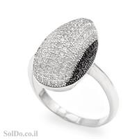 טבעת מכסף משובצת אבני זרקון שחורות ולבנות RG6058 | תכשיטי כסף | טבעות כסף