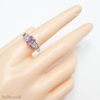 טבעת מכסף משובצת אבן אמטיסט ואבני זרקון RG6314 | תכשיטי כסף 925 | טבעות כסף