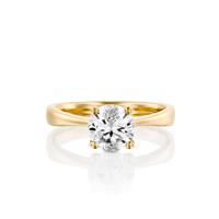 טבעת אירוסין זהב צהוב 14 קראט משובצת יהלום מרכזי CLASSIC YELLOW