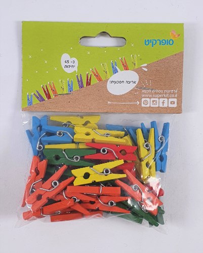 אטב עץ מיני צבעוני - 25 מ"מ