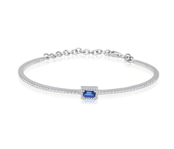 צמיד יהלומים קשיח צמיד קשיח עם ספיר ויהלומים צמיד זהב משובץ יהלומים וספיר