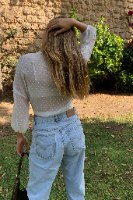 עליונית קייט שיפון קשירה לבנה