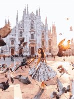 צביעה לפי מספרים - נערה בקתדרלת מילאנו