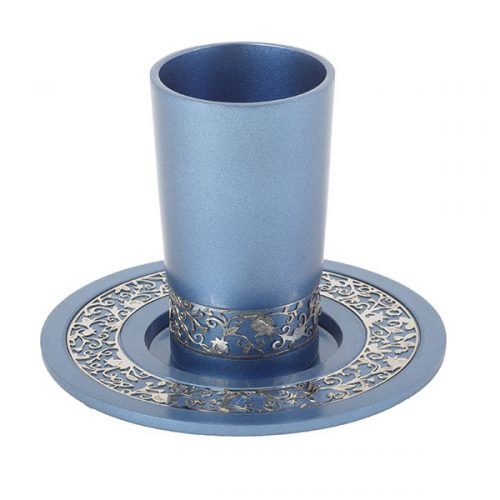 כוס קידוש + עיטור רימונים - כחול
