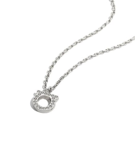 שרשרת לוגו  Salvatore Ferragamo small gancini necklace with swarovski crystals