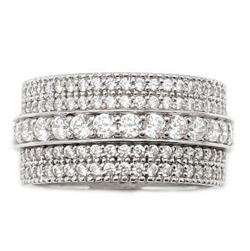 טבעת כסף רחבה משובצת 5 שורות  אבני זרקון  RG5952 | תכשיטי כסף | טבעות כסף