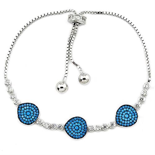 צמיד כסף משובץ אבני זרקון כחולות ולבנות Z2951 | תכשיטי כסף 925 | צמידי כסף