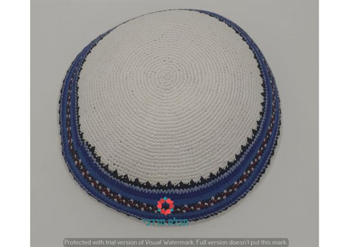 כיפה דגם זיגזג כחול 23 ס"מ