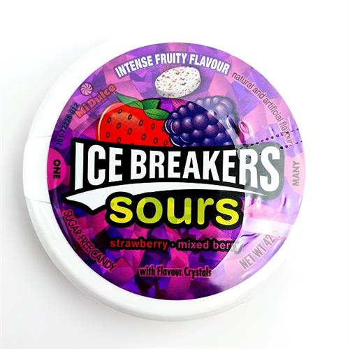 ice breakers סוכריות חמוצות בטעם תות ופירות יער